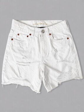 White Distressed Women's Denim Shorts - Brand: